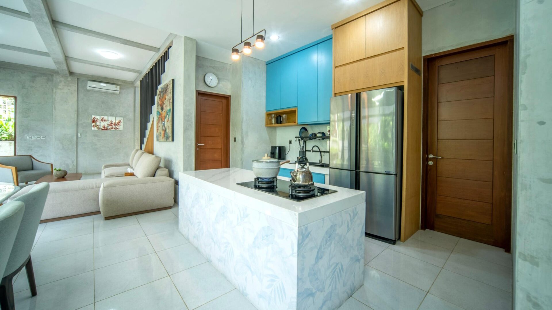 Kitchen island at Gang Beji Villa, Dalung