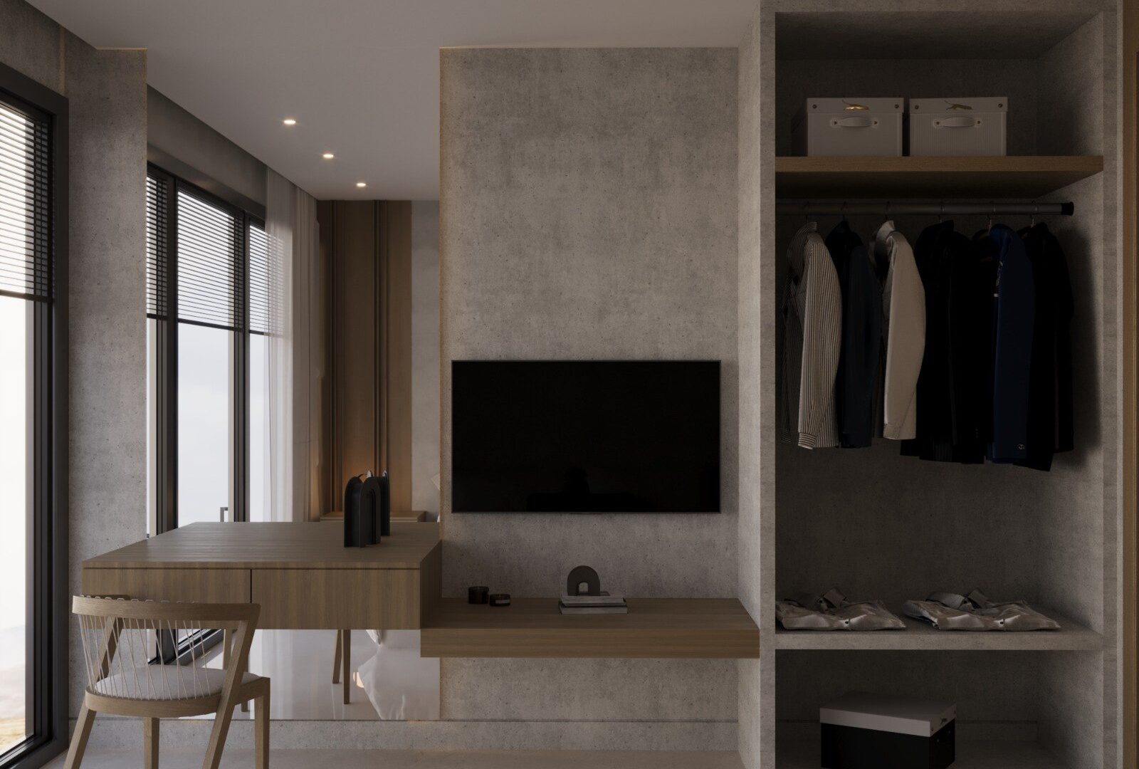 Bedroom workspace at SOLACE Residence, Abianbase
