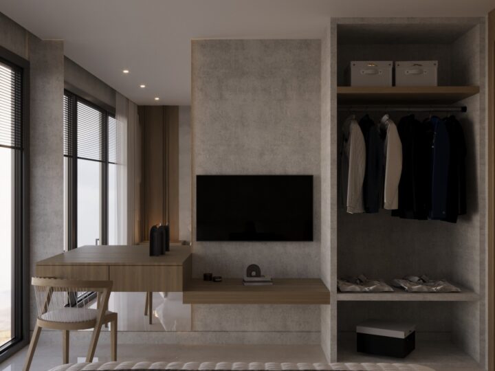 Bedroom workspace at SOLACE Residence, Abianbase