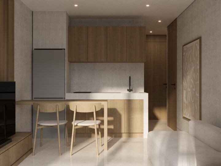 Kitchen island at SOLACE Residence, Abianbase